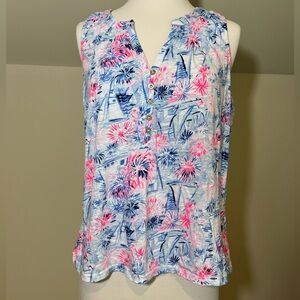 Lilly Pulitzer Essie Top in Crew Blue Tint Sea To Shining Sea size Large